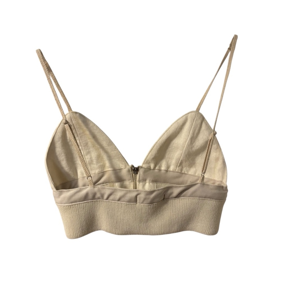 Jonathan Simkhai Y2K Cream Knit Zip-Up Denim Old Money Stylish Bustier Top Small - Picture 5 of 6